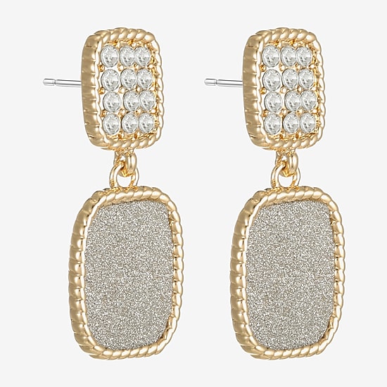 Monet Jewelry Rope Twist Womens Glass Rectangular Hypoallergenic Drop Earrings