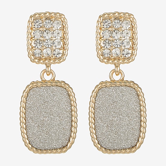 Monet Jewelry Rope Twist Womens Glass Rectangular Hypoallergenic Drop Earrings