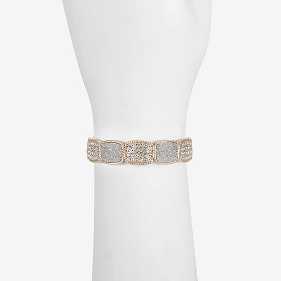 Monet Jewelry Rope Twist Womens Glass Rectangular Stretch Bracelet