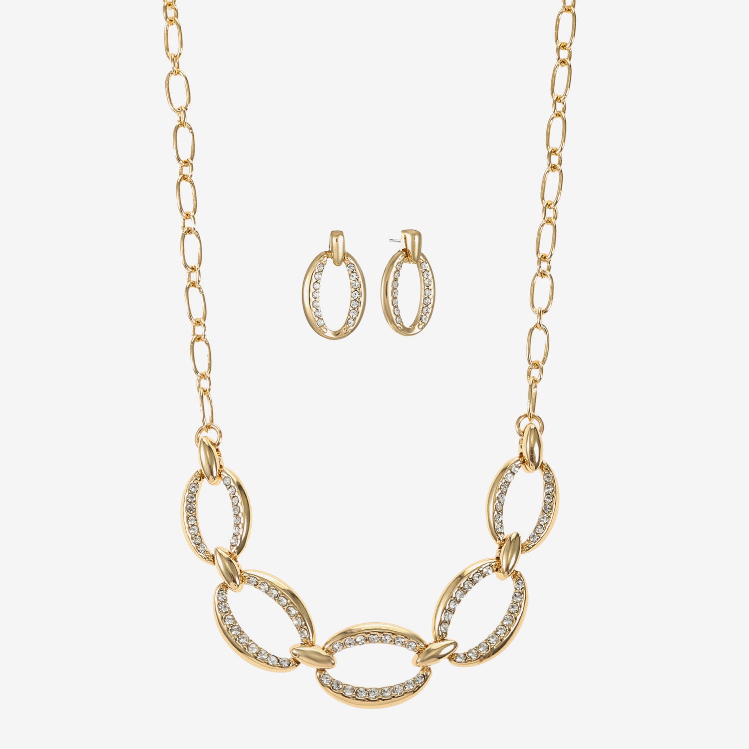 Liz Claiborne Link Frontal Collar Necklace & Drop Earring Womens Glass Hypoallergenic 2-pc. Jewelry Set