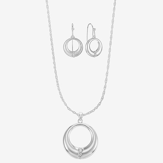 Liz Claiborne Open Circle Pendant Necklace & Drop Earring Womens Glass 2-pc. Jewelry Set