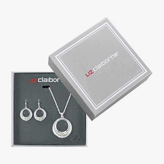 Liz Claiborne Open Circle Pendant Necklace & Drop Earring Womens Glass 2-pc. Jewelry Set