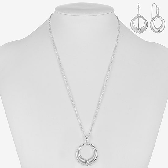 Liz Claiborne Open Circle Pendant Necklace & Drop Earring Womens Glass 2-pc. Jewelry Set