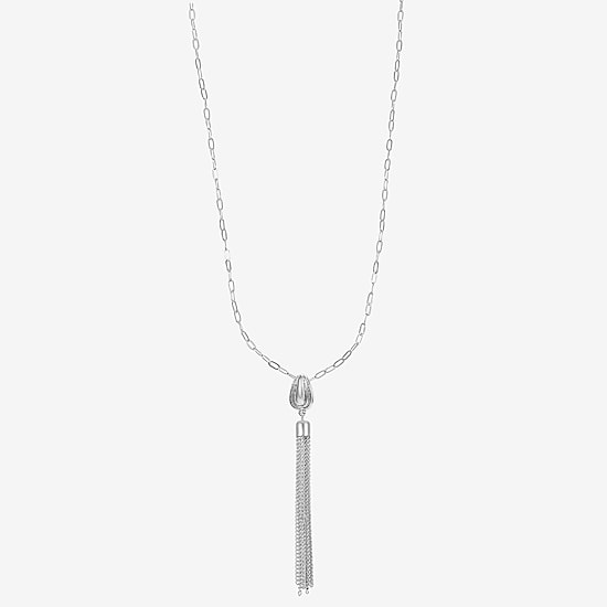 Liz Claiborne Tassel Womens Oval 34 Inch Pendant Necklace