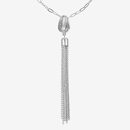 Liz Claiborne Tassel Womens Oval 34 Inch Pendant Necklace