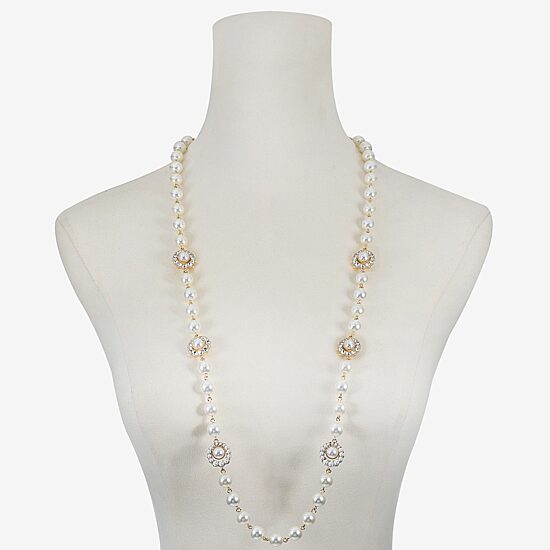 Monet Jewelry Gold Tone Halo Womens Glass 36 Inch Strand Necklace