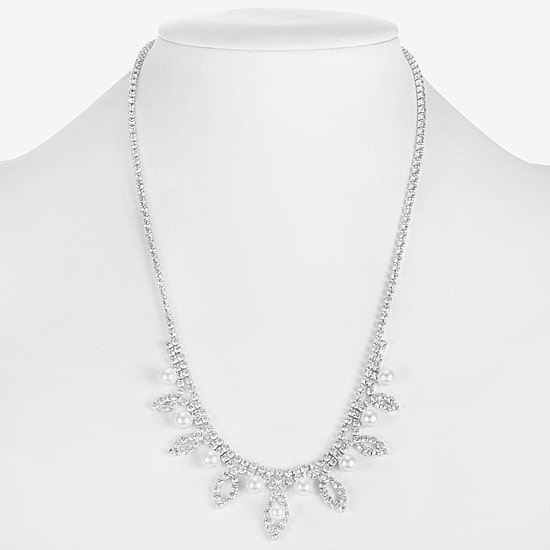 Monet Jewelry Timeless Silver Tone Frontal Womens 16 Inch Collar Necklace
