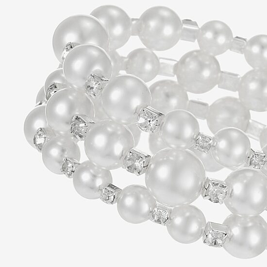 Monet Jewelry Timeless Silver Tone Beaded Coil Womens Glass Wrap Bracelet