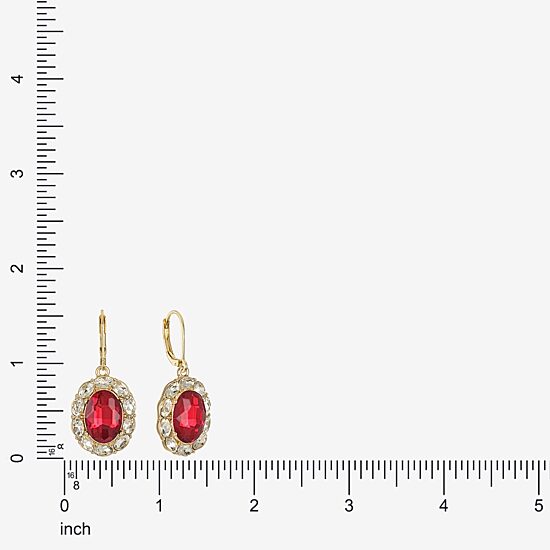 Monet Jewelry Gold Tone Halo Womens Glass Oval Drop Earrings