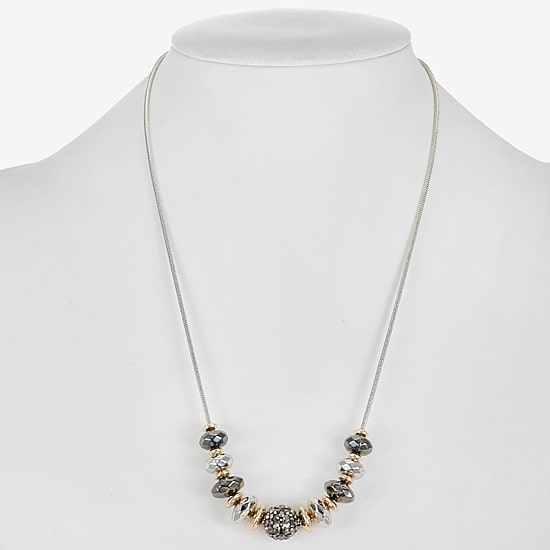Liz Claiborne Tri Tone Frontal Beaded Womens 17 Inch Collar Necklace