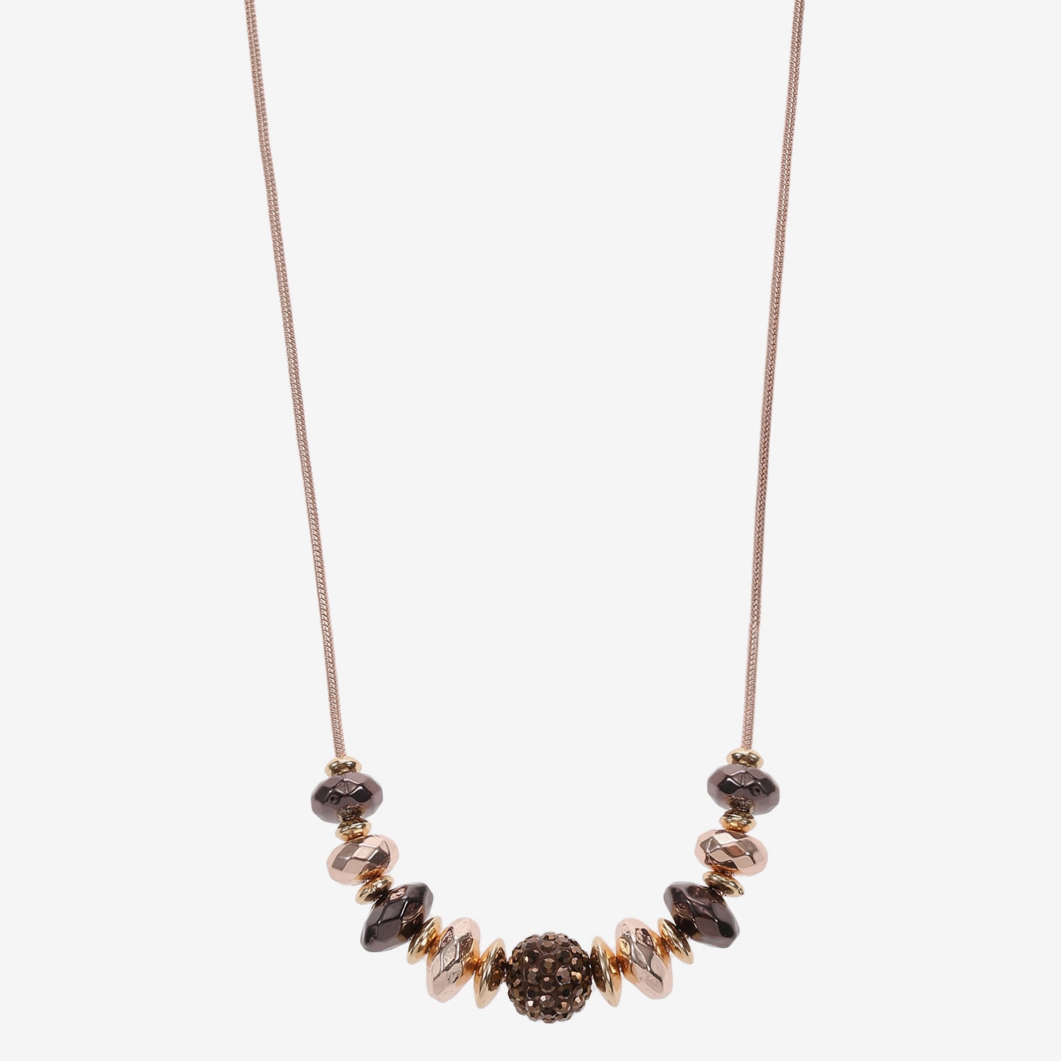 Liz Claiborne Tri Tone Frontal Beaded Womens 17 Inch Collar Necklace
