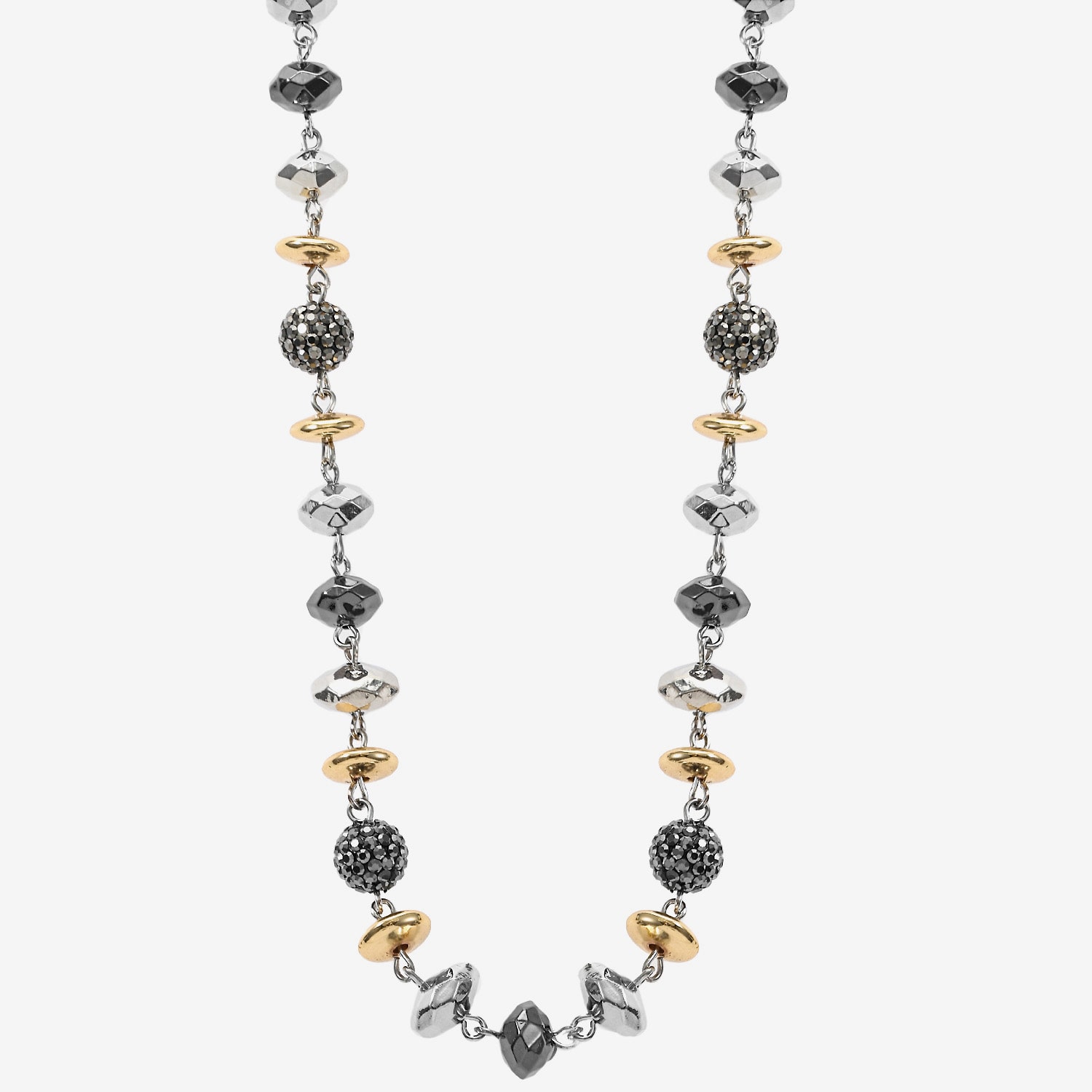 Liz Claiborne Tri Tone Beaded Womens 17 Inch Collar Necklace