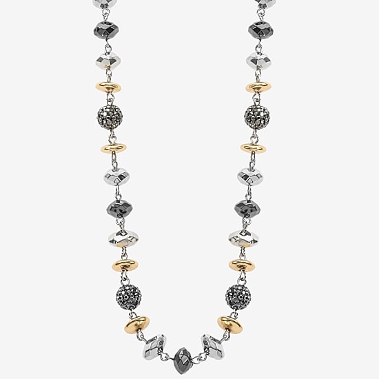 Liz Claiborne Tri Tone Beaded Womens 17 Inch Collar Necklace