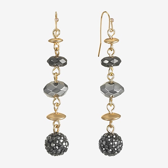 Liz Claiborne Tri Tone Beaded Womens Drop Earrings