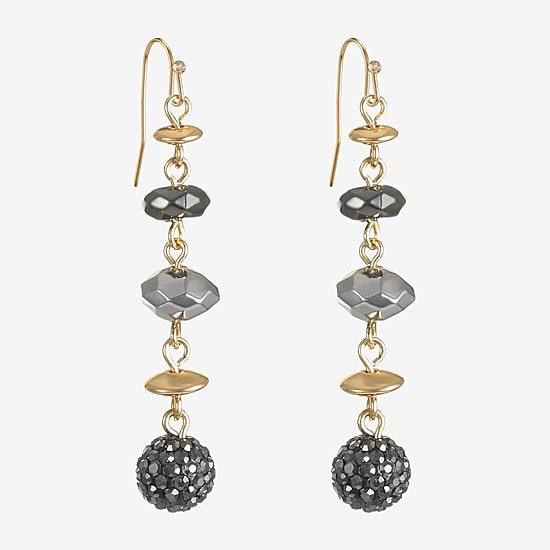 Liz Claiborne Tri Tone Beaded Womens Drop Earrings