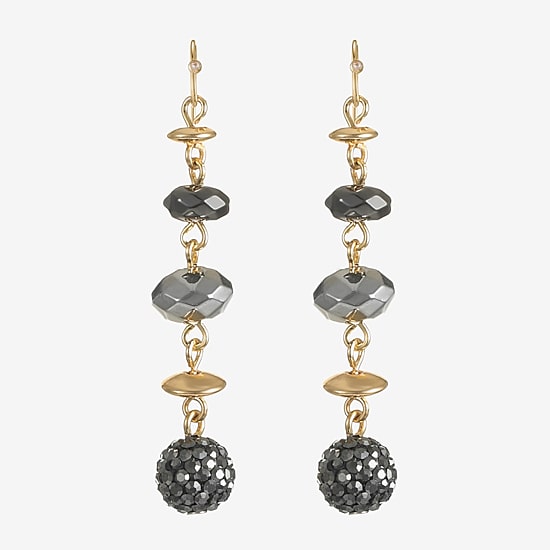 Liz Claiborne Tri Tone Beaded Womens Drop Earrings