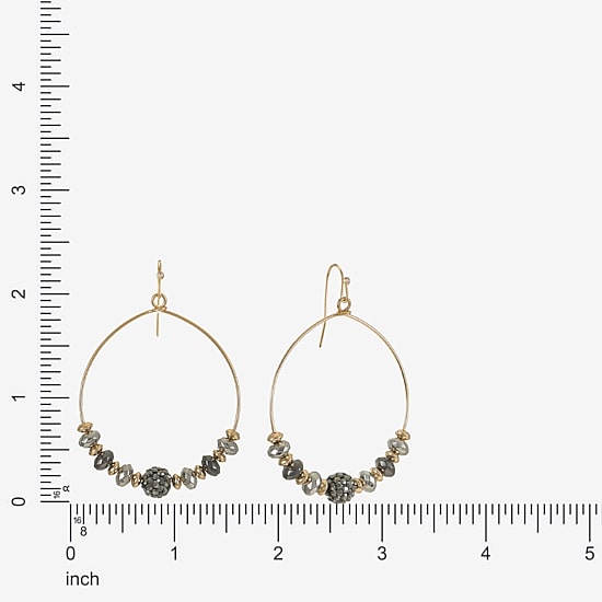 Liz Claiborne Tri Tone Beaded Womens 53mm Hoop Earrings