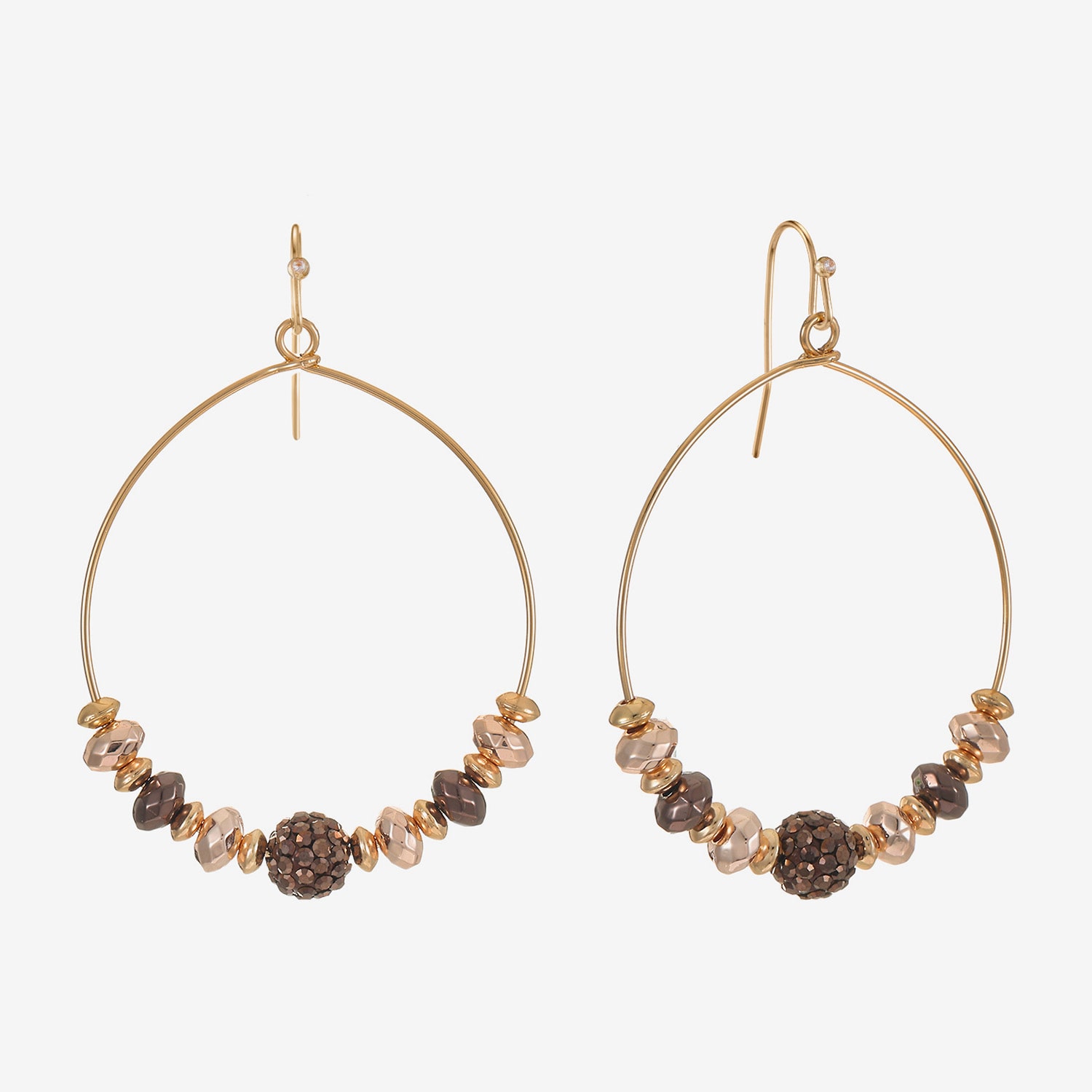 Liz Claiborne Tri Tone Beaded Womens 53mm Hoop Earrings