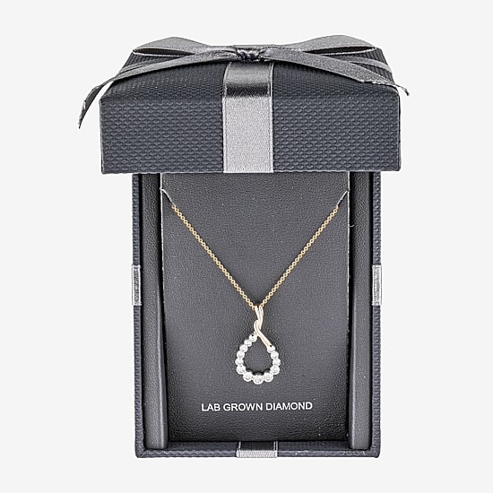 Floating Diamonds (F, Vs2) Womens 1 CT. T.W. Lab Grown White Diamond 14K Gold 18 Inch Pendant Necklace