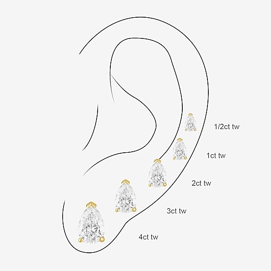 ( E-F/ Si1-Si2 ) 1/2 CT. T.W. Lab-Grown Diamond 10K Gold 5.4mm Pear Stud Earrings
