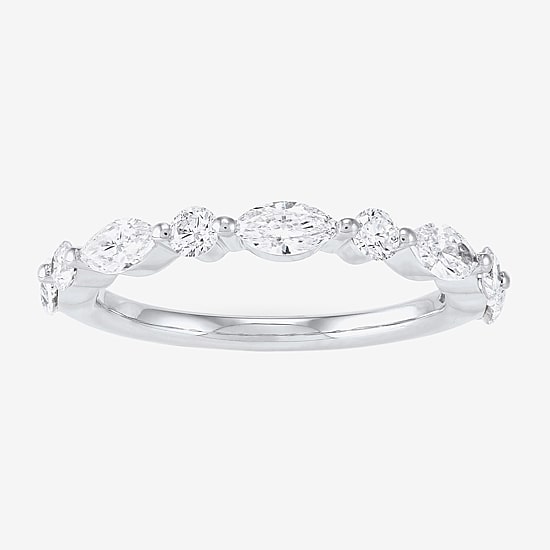 (H-I / Si2) Womens 1 CT. T.W. Lab Grown White Diamond 10K Gold Marquise Wedding Band