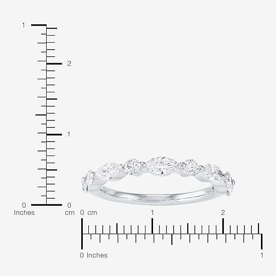(H-I / Si2) Womens 1 CT. T.W. Lab Grown White Diamond 10K Gold Marquise Wedding Band