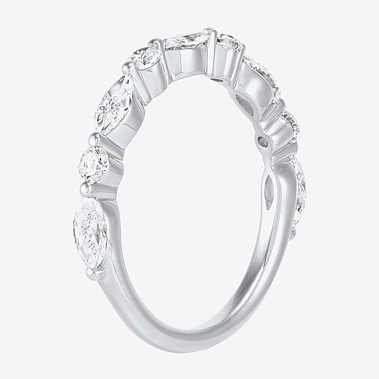 (H-I / Si2) Womens 1 CT. T.W. Lab Grown White Diamond 10K Gold Marquise Wedding Band