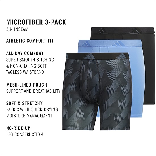 adidas Performance Microfiber Mens 3 Pack Boxer Briefs 5158584