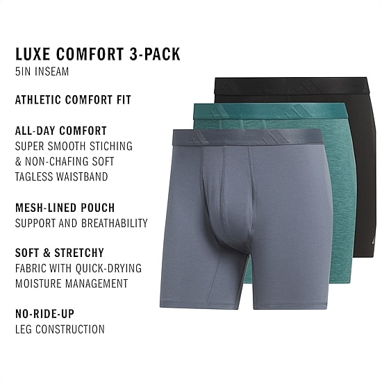 adidas Luxe Comfort Mens 3 Pack Boxer Briefs 5159307