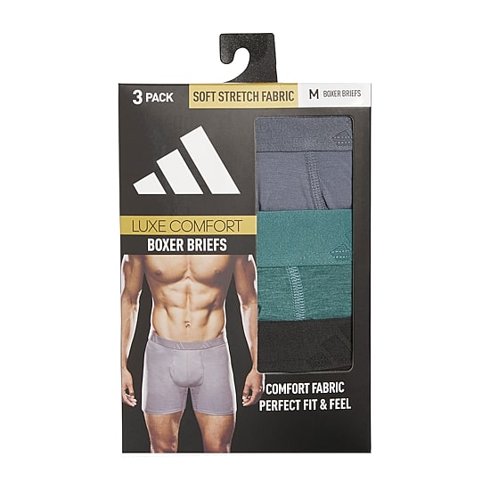 adidas Luxe Comfort Mens 3 Pack Boxer Briefs 5159307