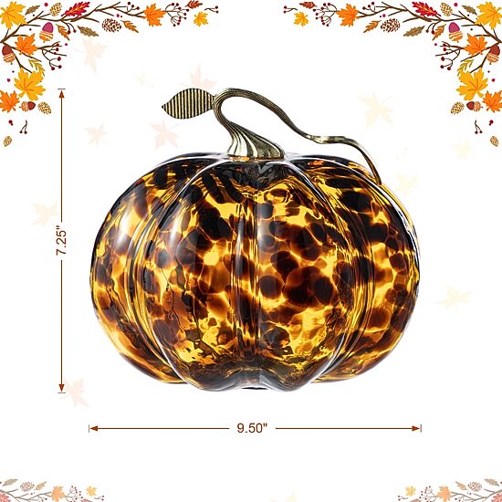 Glitzhome 10"D Amber Dots Glass Pumpkin Tabletop Decor