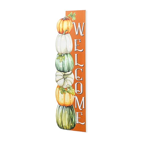 Glitzhome 42"h Lighted Fall Wood Stacked Pumpkins Welcome Thanksgiving Porch Sign In Multiple Colors