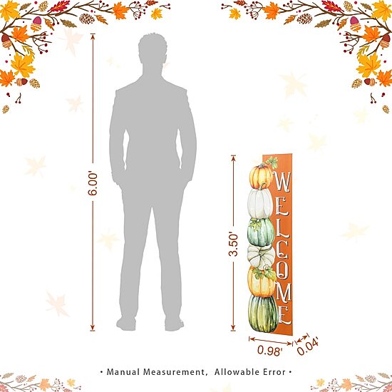 Glitzhome 42"H Lighted Fall Wood Stacked Pumpkins Welcome Porch Sign