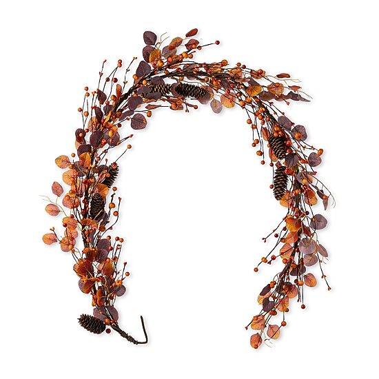 Glitzhome 72"L Fall Eucalyptus Berry Garland Tabletop Decor