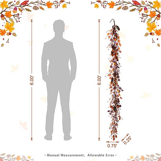 Glitzhome 72"L Fall Eucalyptus Berry Garland Tabletop Decor