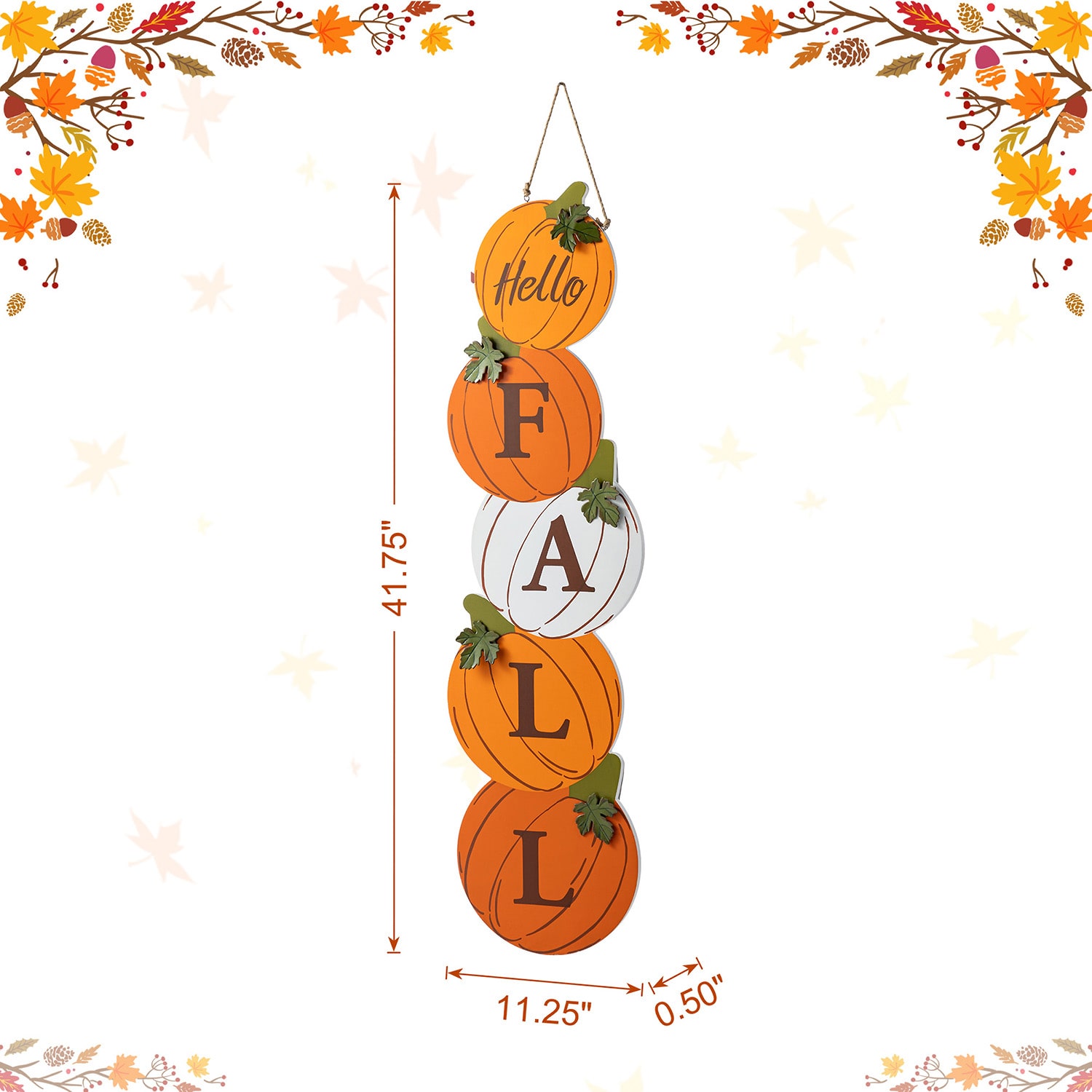 Glitzhome 42"H Fall And Christmas Double Sided Wooden Pumpkin And Ornament Thanksgiving Porch Sign