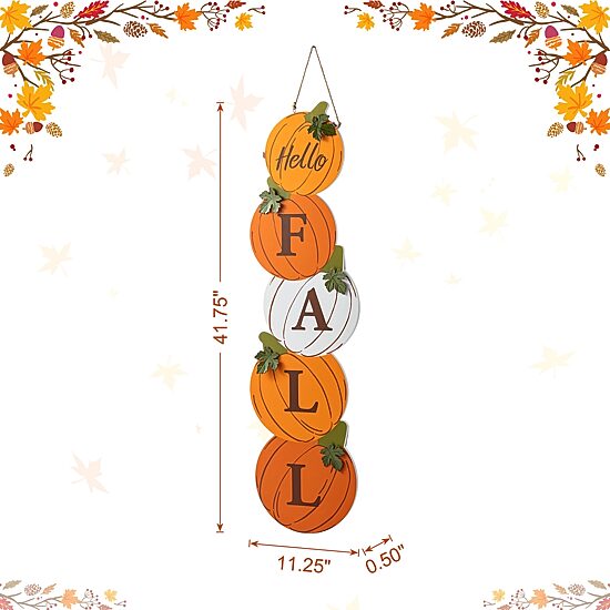 Glitzhome 42"H Fall And Christmas Double Sided Wooden Pumpkin And Ornament Porch Sign