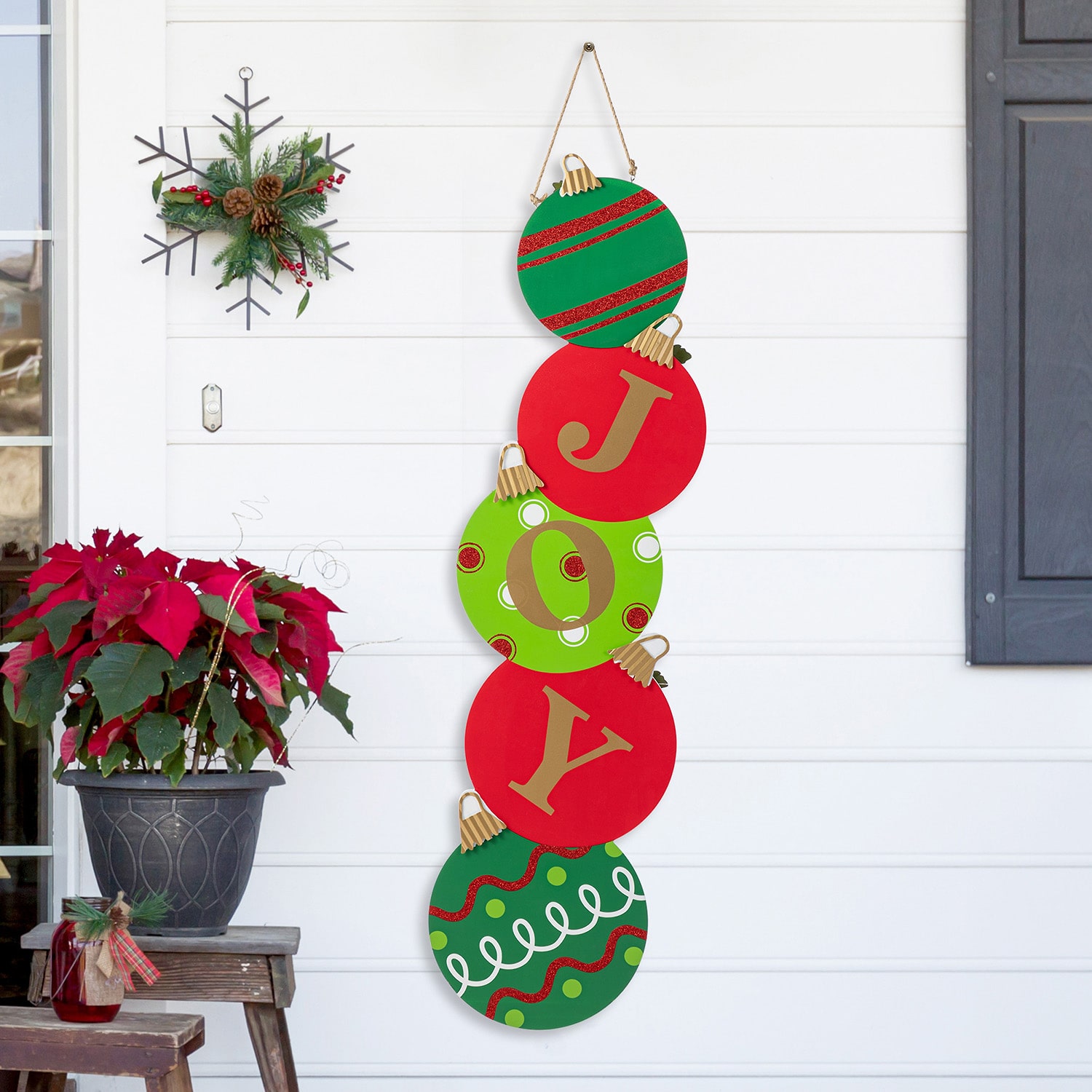 Glitzhome 42"H Fall And Christmas Double Sided Wooden Pumpkin And Ornament Thanksgiving Porch Sign