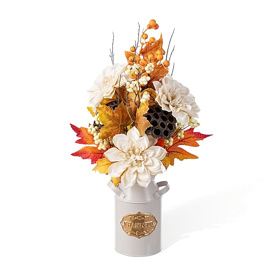 Glitzhome 20"H Fall Lotus, Lotus Pod And Berry Centerpiece Thanksgiving Tabletop Decor