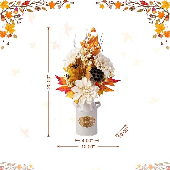 Glitzhome 20"H Fall Lotus, Lotus Pod And Berry Centerpiece Thanksgiving Tabletop Decor
