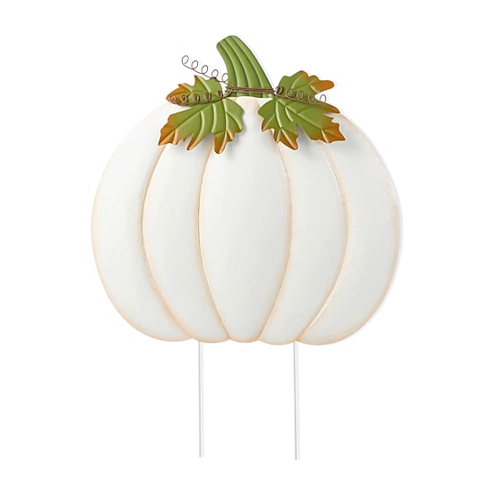 Glitzhome 40"H Fall Oversized Metal Ivory Pumpkin Thanksgiving Yard Art