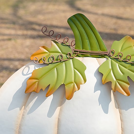 Glitzhome 40"H Fall Oversized Metal Ivory Pumpkin Thanksgiving Yard Art