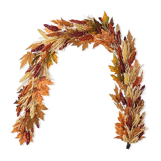 Glitzhome 72"L Fall Multi-Colored Sorghum Garland Thanksgiving Tabletop Decor
