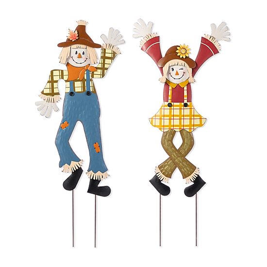 Glitzhome 36"H Fall Metal Scarecrow Thanksgiving Yard Art