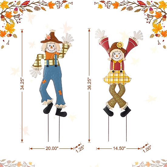 Glitzhome 36"H Fall Metal Scarecrow Thanksgiving Yard Art