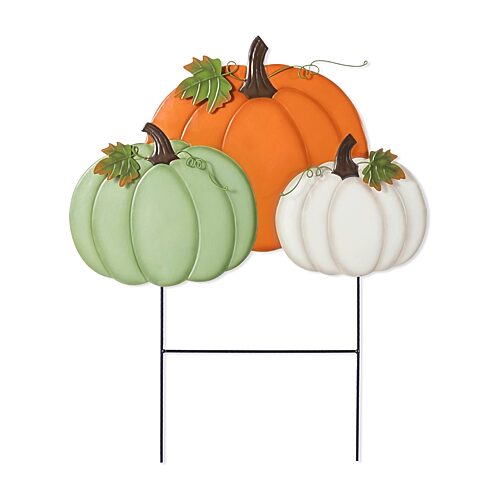 Glitzhome 24"h Fall Metal Stacked Pumpkin Thanksgiving Yard Art In Multiple Colors