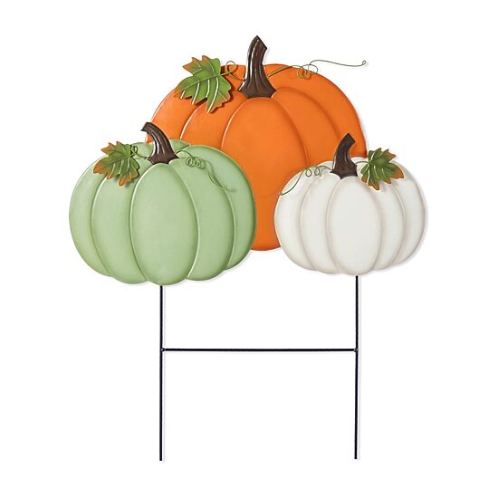 Glitzhome 24"H Fall Metal Stacked Pumpkin Thanksgiving Yard Art