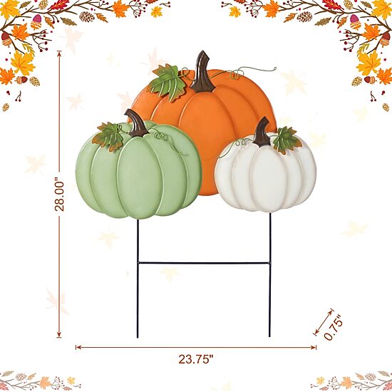 Glitzhome 24"H Fall Metal Stacked Pumpkin Thanksgiving Yard Art