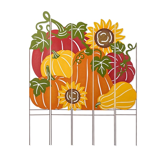 Glitzhome 42"H Fall Metal Pumpkin Patch Combo Thanksgiving Yard Art