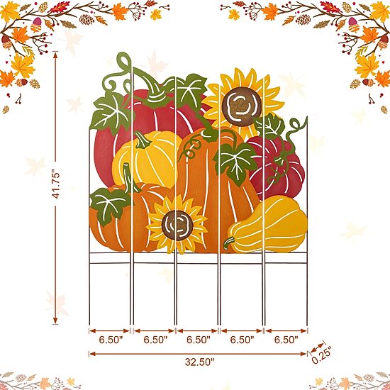 Glitzhome 42"H Fall Metal Pumpkin Patch Combo Thanksgiving Yard Art